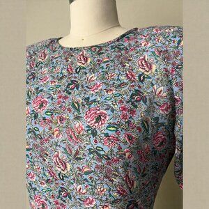 Vintage 90s Argenti Short Sleeve Floral Print Peplum Skirt Shift Dress Size 4